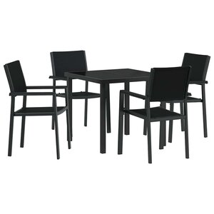 vidaXL Ensemble de salle à manger pour jardin 5 Pièces Noir