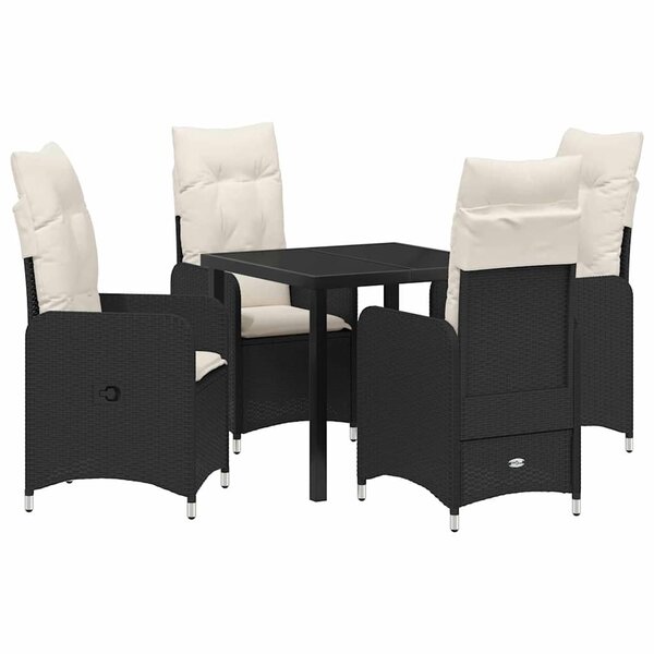 vidaXL Ensemble de salle à manger pour jardin 5 Pièces Noir Poly rotin