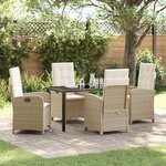 vidaXL Ensemble de salle à manger pour jardin 5 Pièces Beige polyrotin