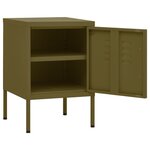 vidaXL Tables de chevet 2 Pièces Vert olive 35x35x51 cm Acier