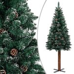 vidaXL Sapin de Noël mince bois véritable et neige blanche vert 150 cm