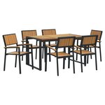 vidaXL Ensemble de salle à manger pour jardin 7 Pièces Noir et marron