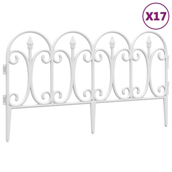 vidaXL Bordures de pelouse 17 Pièces Blanc 10 m PP