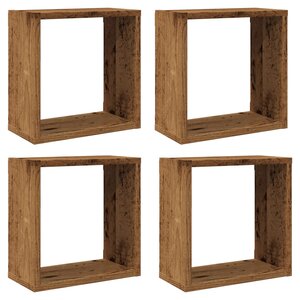 vidaXL Étagères cube murales 4 Pièces vieux bois 30x15x30 cm