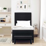 vidaXL Lit à ressorts avec coussin Noir 90 x 200 cm tissu
