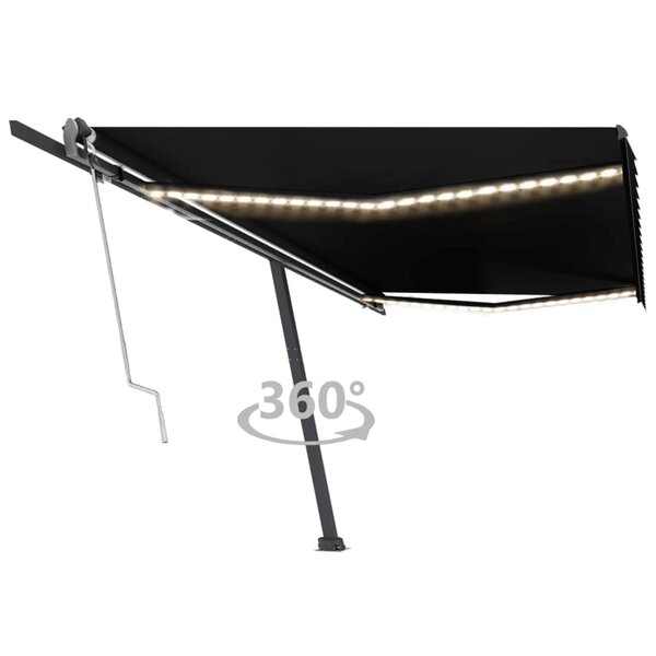 vidaXL Auvent automatique et capteur de vent/LED 500x300 cm Anthracite