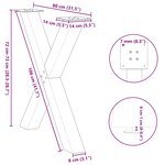 vidaXL Pieds de table à manger en forme de X  3 pièces  acier naturel  80 x (72-73) cm