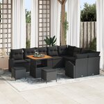 Ensemble de Canapé de Jardin vidaXL 12 Pièces avec Coussins Noir Résine Tressée Acacia