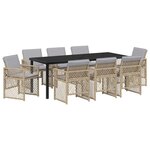 vidaXL Ensemble de salle à manger pour jardin 9 pc Beige polyrotin