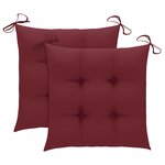 vidaXL Chaises de jardin lot de 2 avec coussins bordeaux Teck massif