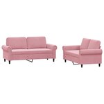 vidaXL Ensemble de canapés 2 Pièces avec coussins Rose Velours