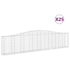 vidaXL Paniers à gabions arqués 25 Pièces 400x30x80/100 cm Fer galvanisé