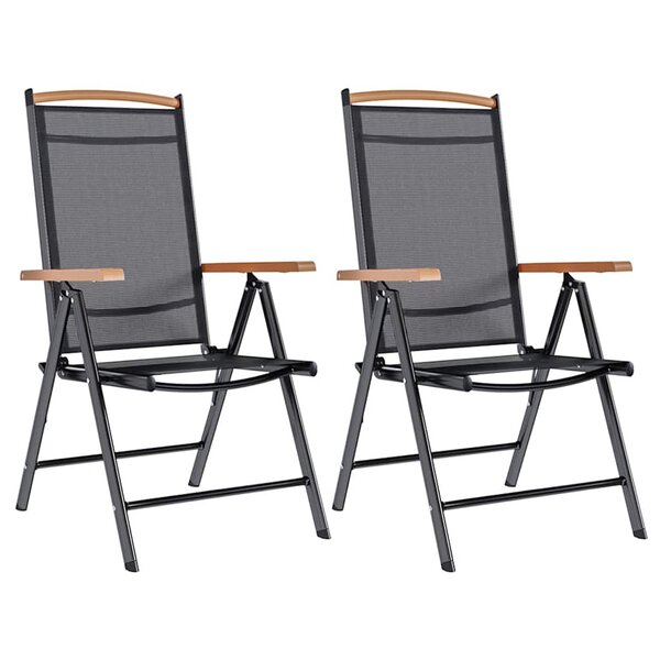 vidaXL Chaises de jardin pliables lot de 2 aluminium et textilène noir