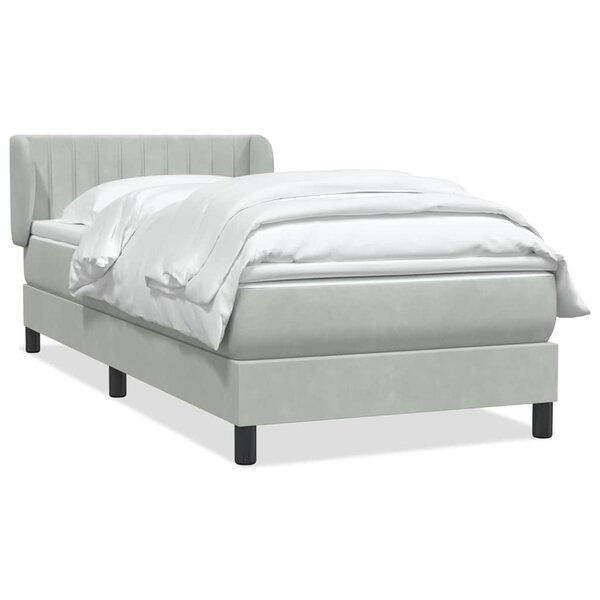 vidaXL Sommier à lattes de lit et matelas gris clair 90x210 cm velours