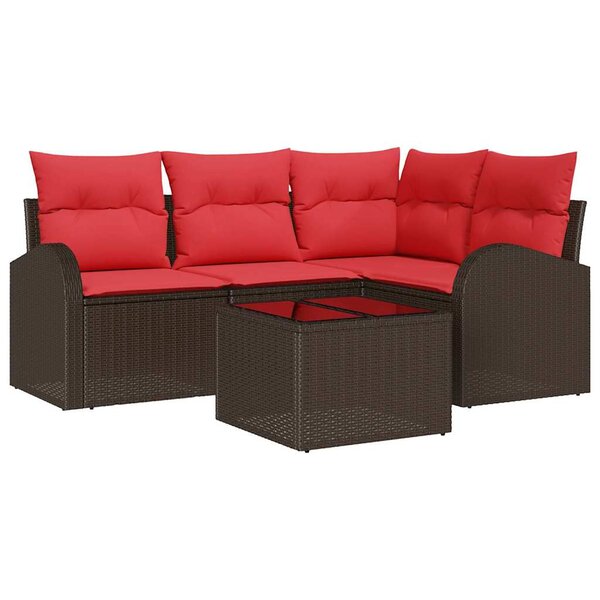 vidaXL Ensemble de canapé de jardin 5 Pièces Marron polyrotin