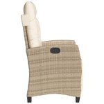 vidaXL Chaise inclinable de jardin et repose-pied beige résine tressée