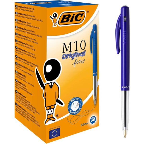 Stylo bille M10 CLIC Fine Pte Fine 0 7 mm Encre Bleue x 50 BIC