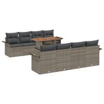 vidaXL Ensemble de 9 Pièces de Canapés de Jardin avec Coussins Gris Poly Rattan Acacia