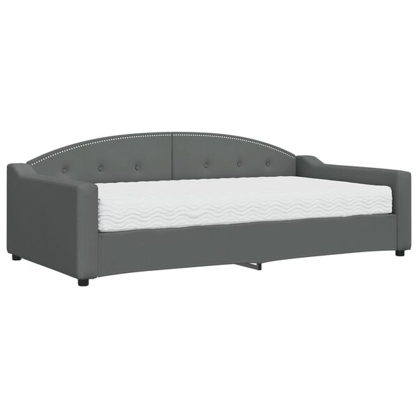 vidaXL Lit de jour avec matelas gris foncé 100x200 cm tissu