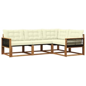 vidaXL Ensemble de canapés d'extérieur 4 pc Naturel et Crème