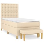 vidaXL Sommier à lattes de lit avec matelas Crème 100x200 cm Tissu