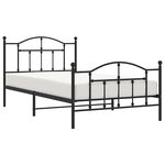 vidaXL Cadre de lit métal sans matelas et pied de lit noir 100x200 cm