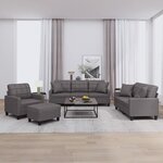 vidaXL Ensemble de canapés 4 Pièces avec coussins gris similicuir