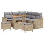 Ensemble de canapé de jardin vidaXL 8 pièces avec coussins beige poly rotin