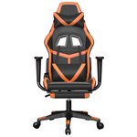 vidaXL Chaise de jeu avec repose-pied Noir et orange Similicuir