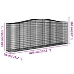 vidaXL Paniers à gabions arqués 9 Pièces 400x50x140/160 cm Fer galvanisé
