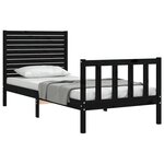 vidaXL Cadre de lit sans matelas noir bois de pin massif