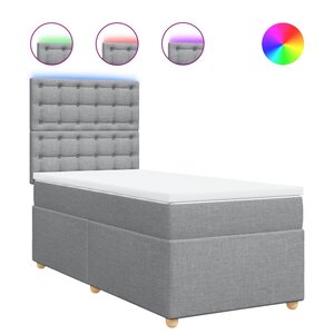 vidaXL Sommier à lattes de lit avec matelas gris clair 80x200 cm tissu