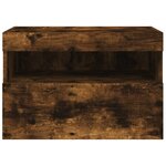 vidaXL Meuble TV mural avec lumières LED chêne fumé 60x30x40 cm