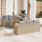 vidaXL Ensemble de canapé de jardin avec coussin 7 Pièces Beige et gris