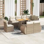 vidaXL Salon de jardin avec coussins 9 Pièces beige résine tressée