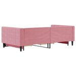vidaXL Lit de jour avec gigogne et tiroirs rose 100x200 cm velours