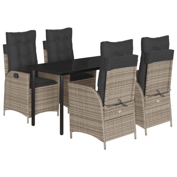 vidaXL Ensemble à manger de jardin 5 Pièces coussins gris résine tressée