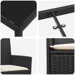 vidaXL Set de salle à manger de jardin 5 pièces avec coussins Noir Rotin Poly