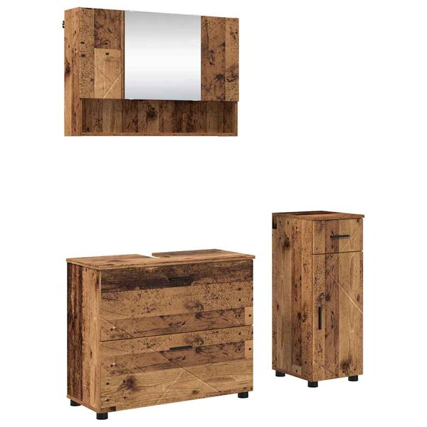 vidaXL Ensemble de mobilier de salle de bain 3 Pièces Bois Ancien
