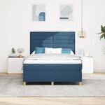 vidaXL Lit Box Spring avec Matelas Bleu 140x200 cm Tissu