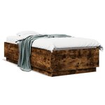 vidaXL Cadre de lit chêne fumé 100x200 cm bois d'ingénierie