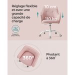 Fauteuil de bureau chaise pivotante confortable siège ergonomique réglable en hauteur charge 120 kg cadre en acier tissu imitation lin pour bureau rose 12_0005885