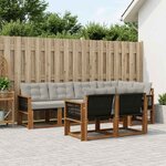 vidaXL Ensemble de canapés d'extérieur 7 pc Naturel et gris clair