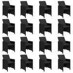 vidaXL Ensemble à dîner de jardin coussins 17 Pièces Résine tressée Noir