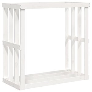 vidaXL Porte-bûches d’extérieur Blanc 108x52x106 cm Bois massif de pin