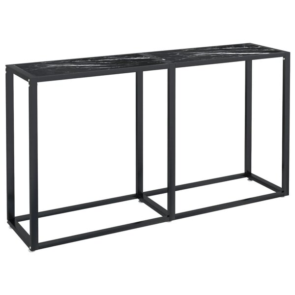 vidaXL Table console Marbre noir 140x35x75 5 cm Verre trempé