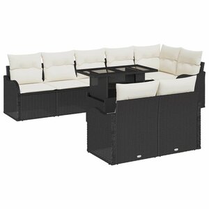 vidaXL Ensemble de canapé de jardin 9 Pièces Noir Poly Rattan