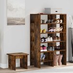 vidaXL Cabinet à chaussures 2 Pièces Chêne fumé Bois d'ingénierie
