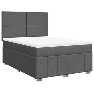 vidaXL Sommier à lattes de lit avec matelas Gris foncé 140x200cm Tissu