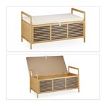 Banc de rangement en bois de noyer banquette assise coffre de rangement meuble à chaussure avec coussin 3013008